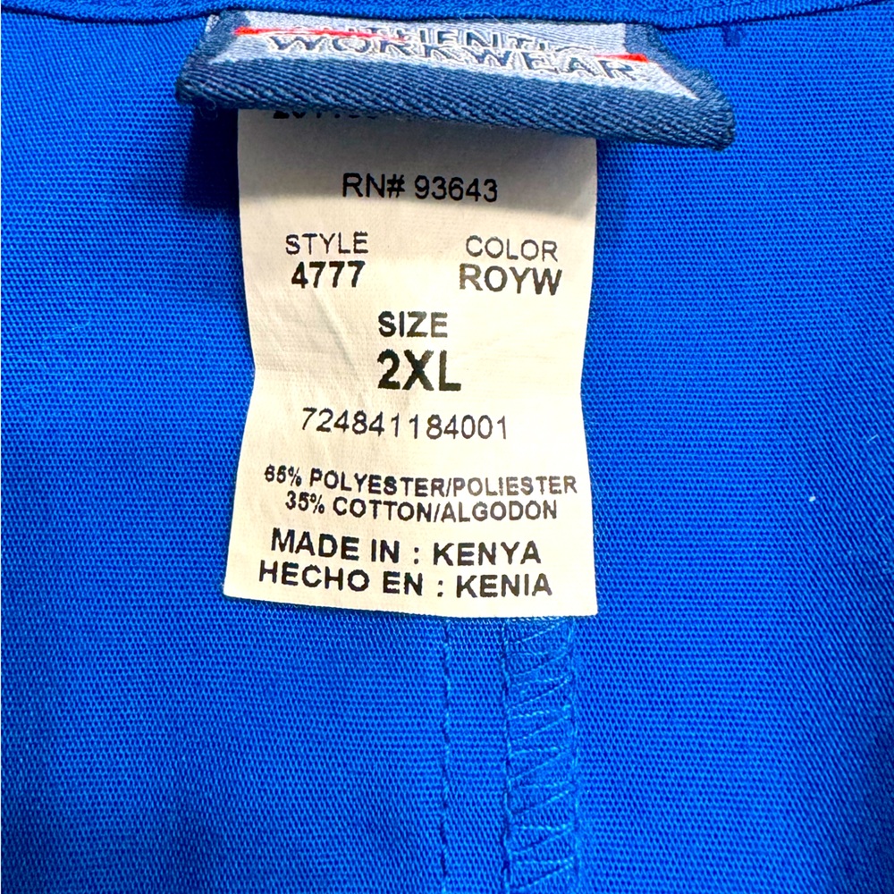 Authentic Cherokee Scrub Workwear Vneck Short Sleeve Shirt Royal Blue 2XL Unisex - Picture 4 of 5